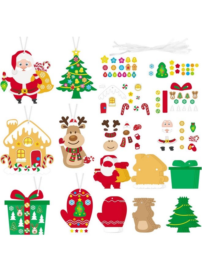 Civaner Christmas Craft Kit for Kids Christmas Tree Ornaments Hanging Art and Craft DIY Project Gingerbread House Crafts Kit Christmas Box Claus Reindeer Christmas Crafts for Kids, 6 Styles (48 Sets) - Image 1