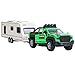 Metanyl Pickup Truck Trailer Towing Toy Camper 2 in 1 Playset RV Motorhome Toys for Boys Diecast Model Car Metal Pull Back Toy Cars 136 Scale SUV Doors Open Light Sound Kids Birthday Gifts Green - Image 4