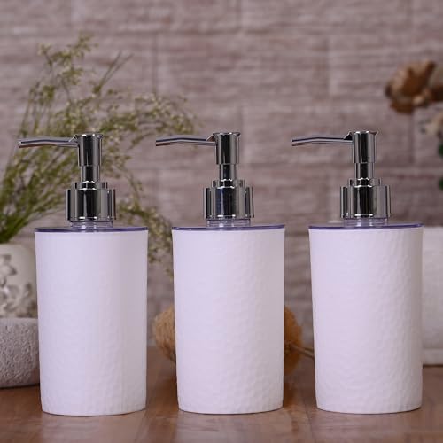 Shenron White Liquid Soap Dispenser for Wash Basin & Bathroom, Liquid Soap Refillable Plastic Dispenser Hand Wash, Soap Dispenser for Kitchen & Household use, Set of 3 (Plastic) - Image 1