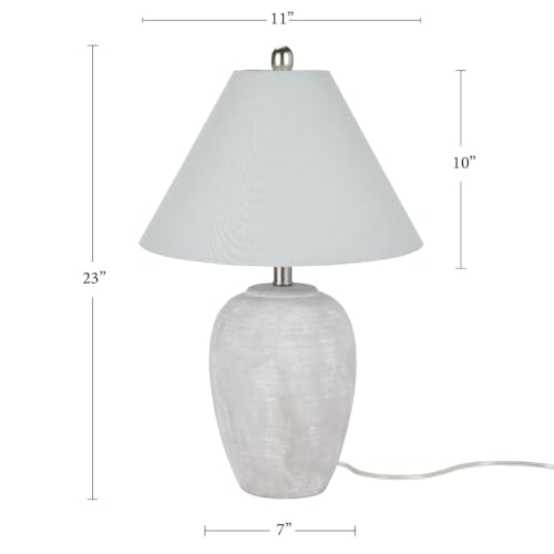 Nourison Home 23" Grey Vintage Distressed Ceramic Pot Table Lamp for Bedroom, Living Room, End Table, with Grey Conical Empire Shade - Image 2