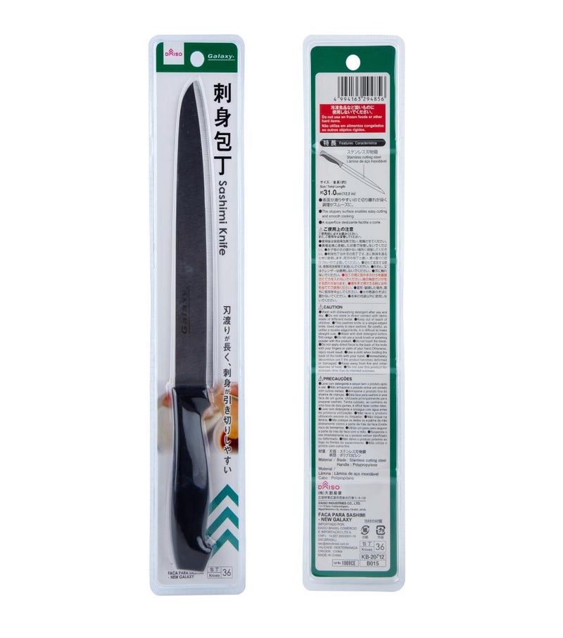 Sashimi Knife, Black & Silver, 31.3 cm, Japanese-Style Kitchen Knife for Slicing Fish, Sushi, Sashimi & Precision Cutting
