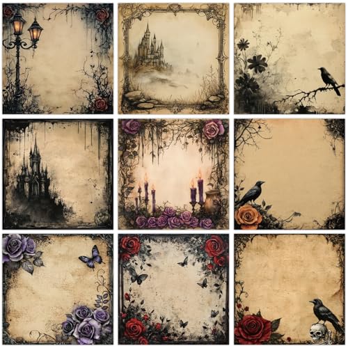 ZCPTZ 9 Pcs Gothic Style Notepads 3" x 3" Self-adhesive Goth Note Pads Memo for Home Office Work School Supplies Teacher, Gothic Lovers Gifts - 450 Sheets Reusable Gothic Sticky Notes - Image 1