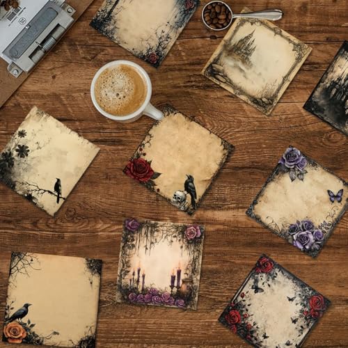 ZCPTZ 9 Pcs Gothic Style Notepads 3" x 3" Self-adhesive Goth Note Pads Memo for Home Office Work School Supplies Teacher, Gothic Lovers Gifts - 450 Sheets Reusable Gothic Sticky Notes - Image 4