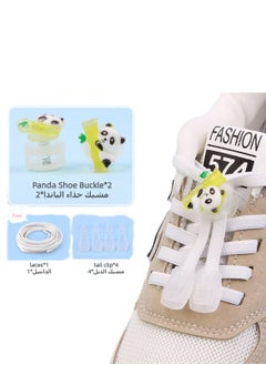 Generic Cartoon Cute No-tie shoelace buckle 1 Pair Set（Panda Shoe Buckle*2＋Shoelaces*1＋tail clips*4）For Women and Kids/Boys/Girls  - Image 1
