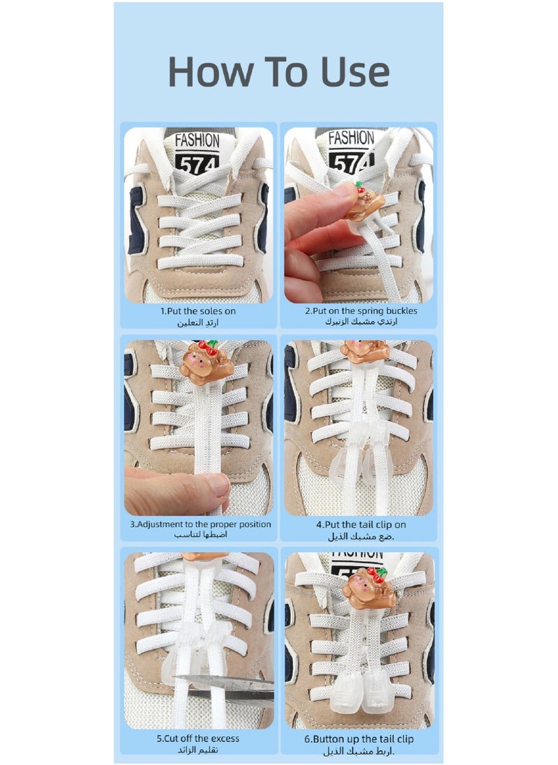 ماركة غير محددة طقم مشبك حذاء كرتوني لطيف بدون أربطة ربط 1 زوج طقم مشبك حذاء باندا*2 ＋ أربطة حذاء*1 ＋ مشابك ذيل*4） للنساء والأطفال/الأولاد/الفتيات  - Image 3