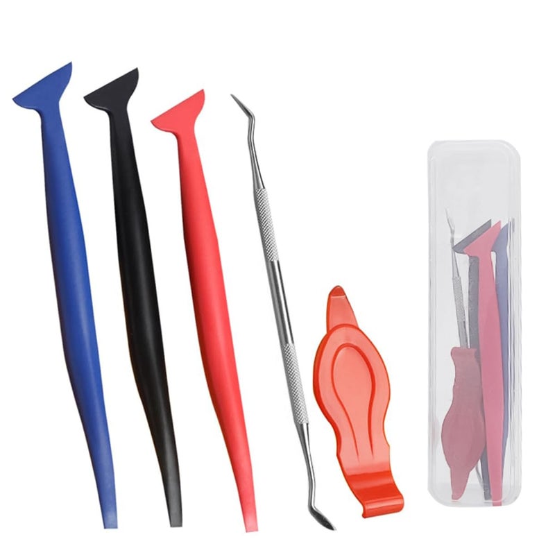 STHIRA® 5pcs Car Film Tools Detailing Tools Car Film Tucking Tools with Tool Box Vehicle Vinyl Wrap Tool Kit Window Tinting Tool Non-scratch Dual End Tucking Tools for Vinly Wrapping, Car Decals - Image 1