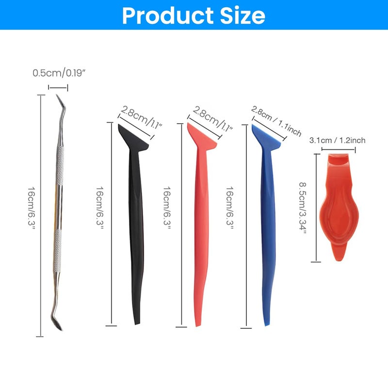 STHIRA® 5pcs Car Film Tools Detailing Tools Car Film Tucking Tools with Tool Box Vehicle Vinyl Wrap Tool Kit Window Tinting Tool Non-scratch Dual End Tucking Tools for Vinly Wrapping, Car Decals - Image 2