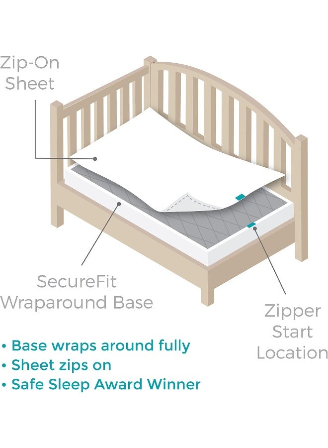 QuickZip Easy Change Crib Sheet with Wraparound Total Security Base, Gray Dot - Image 2