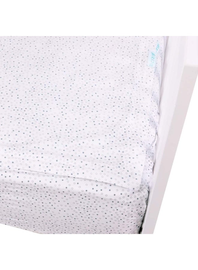 QuickZip Easy Change Crib Sheet with Wraparound Total Security Base, Gray Dot - Image 1