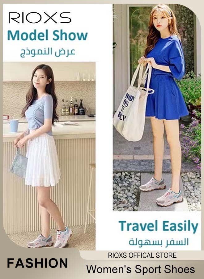 ريوكس حذاء رياضي مناسب للقدمين العريضتين للعمل ونزهات نهاية الأسبوع  أحذية رياضية نسائية، أحذية رياضية نسائية، أحذية رياضية نسائية كاجوال، أحذية رياضية نسائية رياضية مكتنزة ذات أربطة أنيقة للركض والمشي والجري، أحذية رياضية نسائية أنيقة بأربطة من الأربطة باللونين الأخضر والبيج للعمل ونزهات نهاية الأسبوع  - Image 2