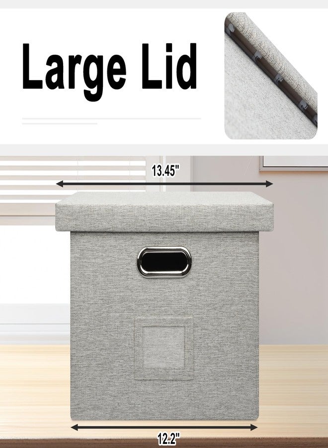 Graciadeco File Organizer Box, Collapsible Storage Filling Collectior with Lid for Letter Legal Size Hanging Folders Decorative Linen File Folder Box Document Storage Filing Bin, Beige 2 Pack - Image 4