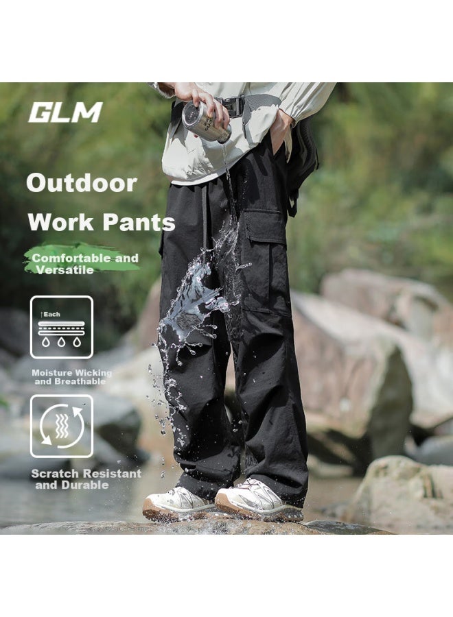Glm Cargo Pants For Men, Spring And Summer Outdoor Loose Paratrooper Pants, Waterproof Hiking Assault Casual Trousers, Black, Size M - Image 1