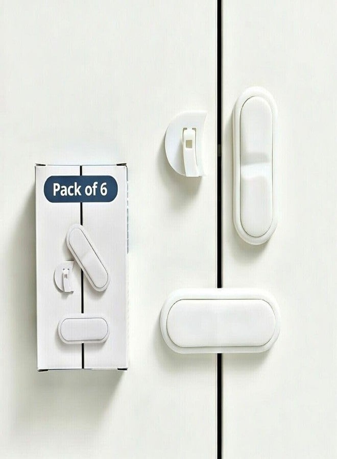 ClickFit Child Safety Cabinet Locks for Babies & Toddlers | No Drill Adhesive Safety Lock for Doors, Drawers, Cupboards, Fridge & Toilet | Baby Proofing Lock (6, Standard) - Image 1