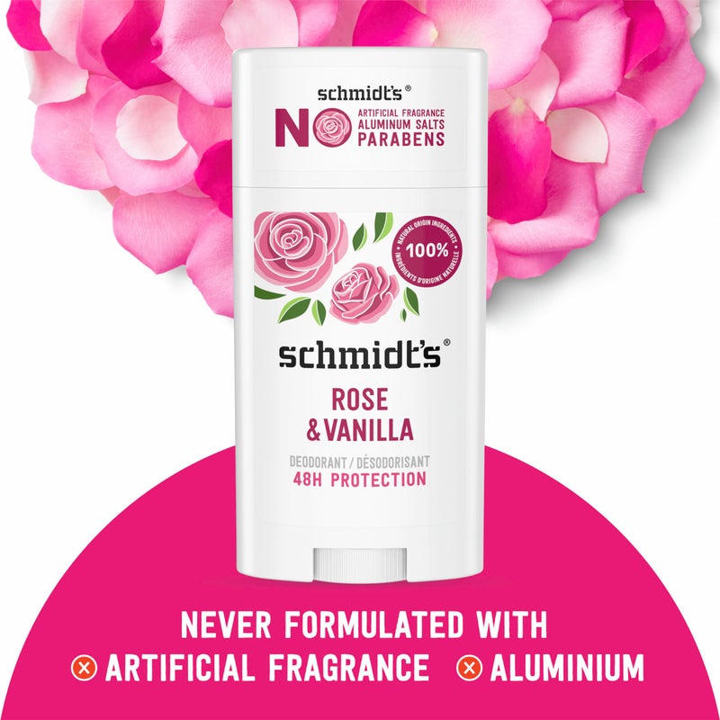 Schmidt's Aluminum-Free Vegan Deodorant Rose & Vanilla with 24 Hour Odor Protection 2 Count for Women and Men, Natural Ingredients, Cruelty-Free, 2.65 oz - Image 3