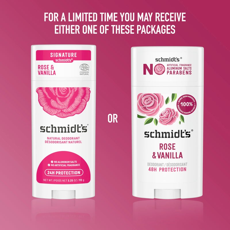 Schmidt's Aluminum-Free Vegan Deodorant Rose & Vanilla with 24 Hour Odor Protection 2 Count for Women and Men, Natural Ingredients, Cruelty-Free, 2.65 oz - Image 4