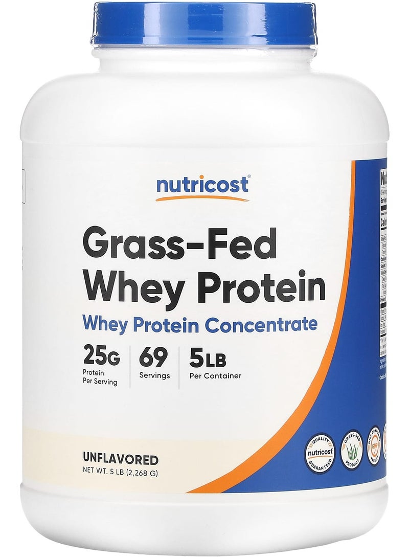 Grass-Fed Whey Protein Concentrate, Unflavored, 5 lb (2,268 g)