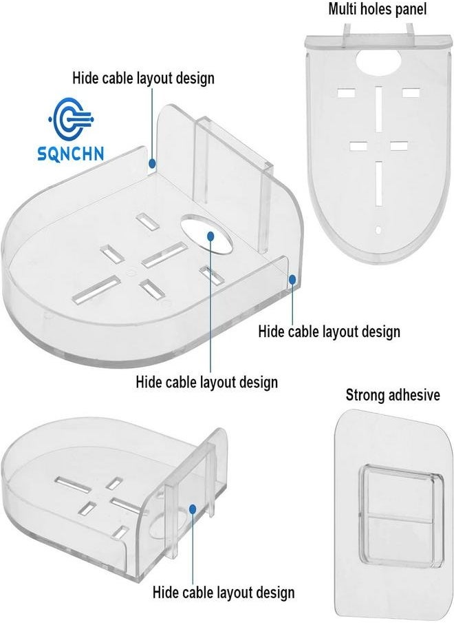 SQNCHN Innovative Acrylic Small Wall Shelf Set of 3 for Security Cameras, Speakers, Baby Monitors & More - Universal Adhesive Shelf, Easy to Install No Drill, with Cable Clips (Clear)  - Image 4