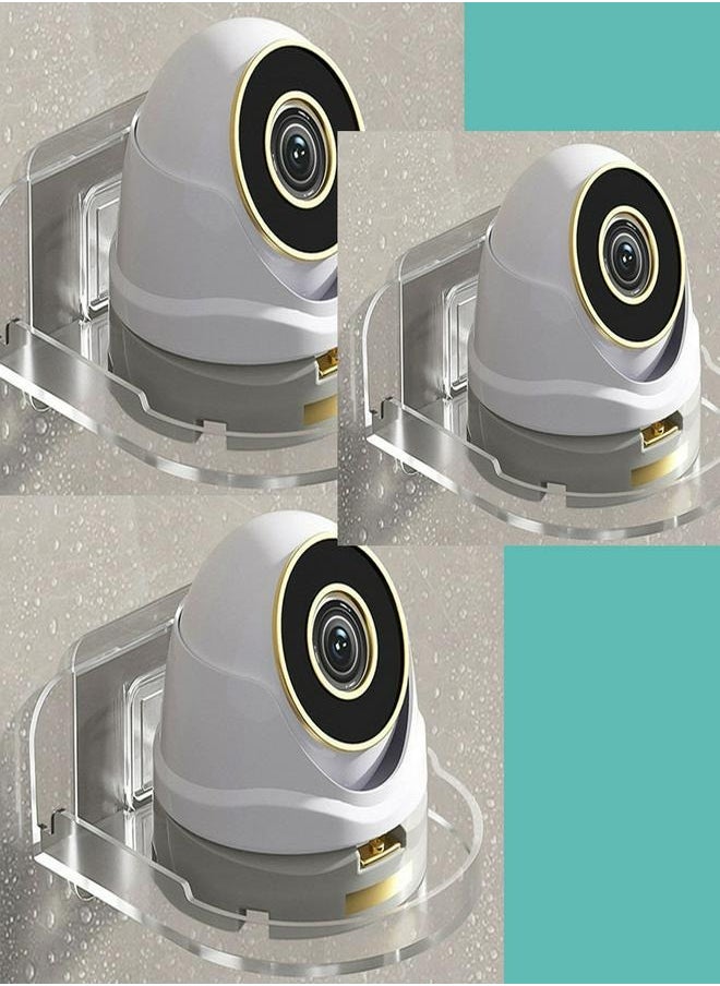 SQNCHN Innovative Acrylic Small Wall Shelf Set of 3 for Security Cameras, Speakers, Baby Monitors & More - Universal Adhesive Shelf, Easy to Install No Drill, with Cable Clips (Clear)  - Image 3