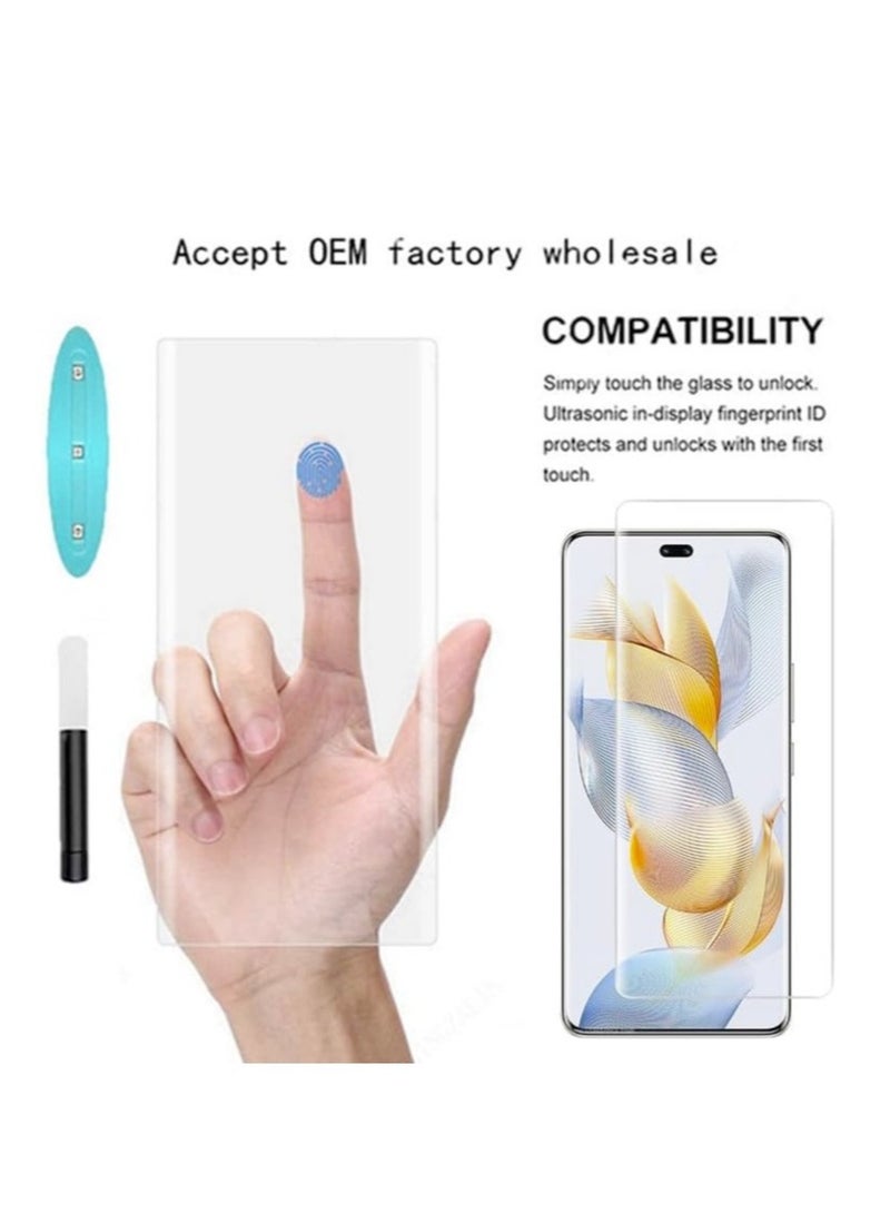 DUSALA For Honor 90 Pro Screen Protector UV Tempered Glass Full Cover the Screen 9H Hardness Anti-Scratch Anti-Shatter, Anti-Fingerprint Screen Protector for Honor 90 Pro 5G 2023 (UV Clear) - Image 3