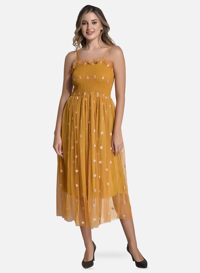 FIMS Floral Embroidered Midi Dress - Image 1