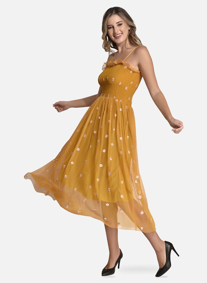FIMS Floral Embroidered Midi Dress - Image 4