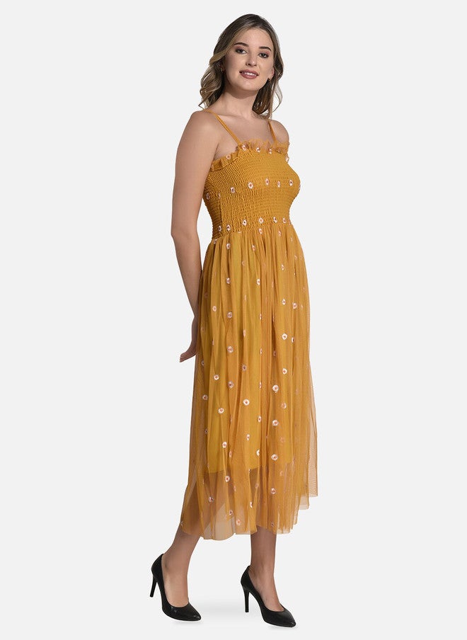 FIMS Floral Embroidered Midi Dress - Image 3