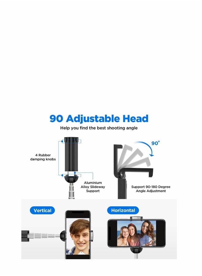 Bluetooth Selfie Stick, Lightweight Aluminum All in One Extendable Selfie Sticks Compact Design for iPhone 12, 11 Pro Max/12, 11 Pro/12, 11/XS/XS Max/XR/X,...