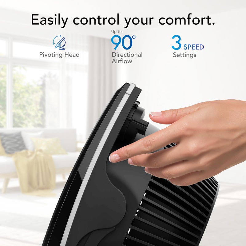Vornado مروحة دوارة صغيرة Vornado 573T لغرف الهواء برأس قابل للتدوير، شبكة قابلة للإزالة سهلة التنظيف، 3 إعدادات للسرعة، سوداء - Image 5
