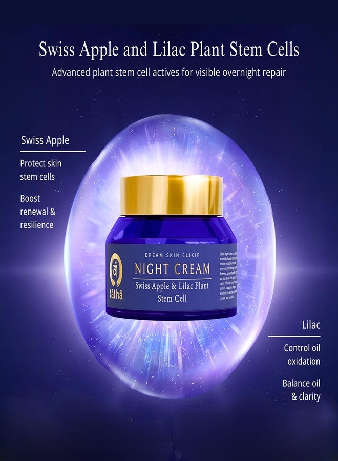 Tatha Dream Skin Elixir Night Cream with Swiss Apple & Lilac Stem Cells | Anti-Aging, Firming & Brightening | Hydration, Barrier Repair & Protection from Stress & Pollution| For All Skin Type - Image 2