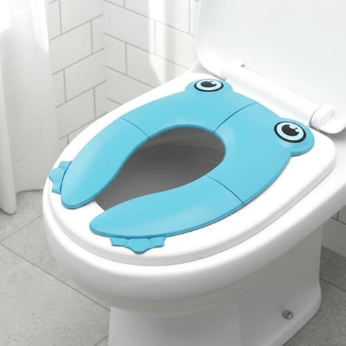 StarAndDaisy Uonibaby by StarAndDaisy Baby Potty Training Seat – Foldable Toddler Toilet Seat with Cute Frog Design, Non-Slip & Portable Kids Toilet Trainer for Boys & Girls - Blue - Image 1