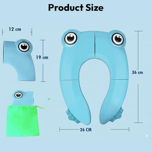 StarAndDaisy Uonibaby by StarAndDaisy Baby Potty Training Seat – Foldable Toddler Toilet Seat with Cute Frog Design, Non-Slip & Portable Kids Toilet Trainer for Boys & Girls - Blue - Image 2
