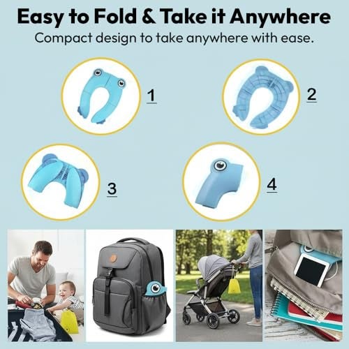 StarAndDaisy Uonibaby by StarAndDaisy Baby Potty Training Seat – Foldable Toddler Toilet Seat with Cute Frog Design, Non-Slip & Portable Kids Toilet Trainer for Boys & Girls - Blue - Image 5