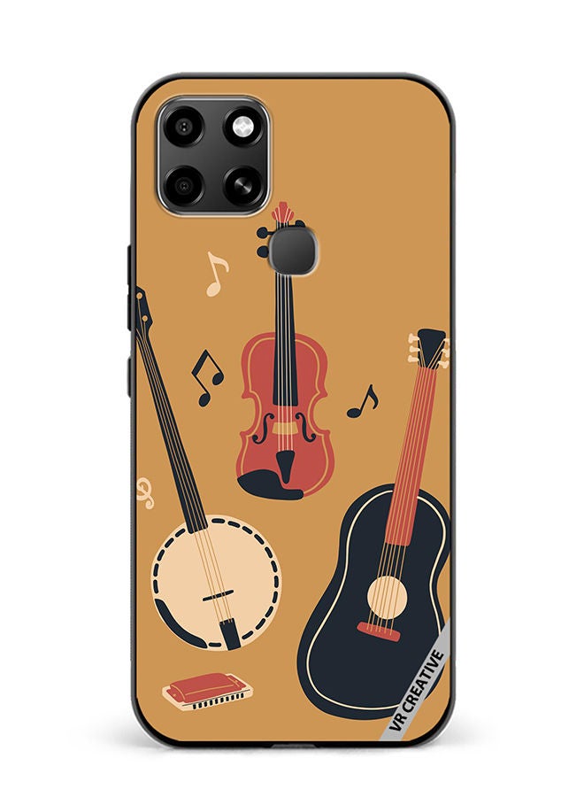 VR CREATIVE Protective Case Cover For Infinix Smart 6 Banjo Acoustic Guitar Violin Notes And Harmonica Design Multicolour - Image 1