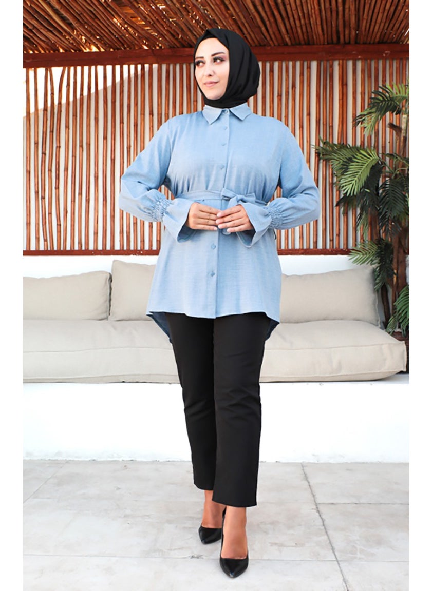 Plus Size Belted Tunic 2033-08 Blue - pzsku/ZAAEE5F2AF2AFA2DE1DC8Z/45/_/1738801446/680eb48d-99d7-4c34-8fa3-112fdd6f41db