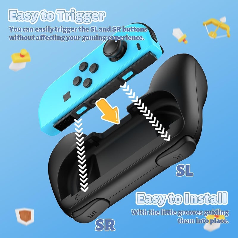 زوني مقابض ZONEY المتوافقة مع Nintendo Switch Joy-Con وطراز Switch OLED، مجموعة مقابض مقاومة للتآكل بديلة لأذرع التحكم في Nintendo Switch Joy Cons وطراز Switch OLED (أحمر وأزرق) - Image 5