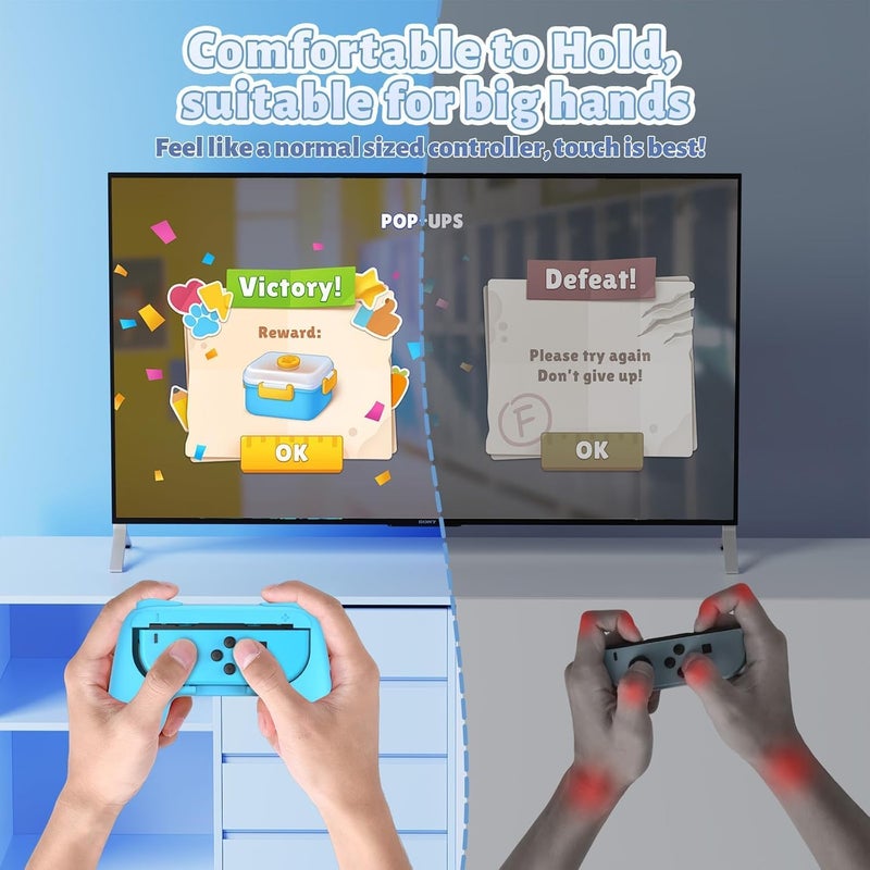 زوني مقابض ZONEY المتوافقة مع Nintendo Switch Joy-Con وطراز Switch OLED، مجموعة مقابض مقاومة للتآكل بديلة لأذرع التحكم في Nintendo Switch Joy Cons وطراز Switch OLED (أحمر وأزرق) - Image 3