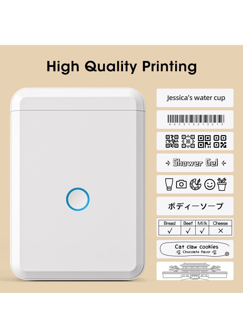 NIIMBOT - D110 Label Printer Thermal Label Maker Machine with 1 Roll 15mm*30mm White Tape, Portable Mini Wireless Bluetooth Sticker Printer for Phone Easy to Use for School Office Home Organization Rechargeable Use, Mobile Phone Editable, Printable Width 10-15mm, White - Image 1