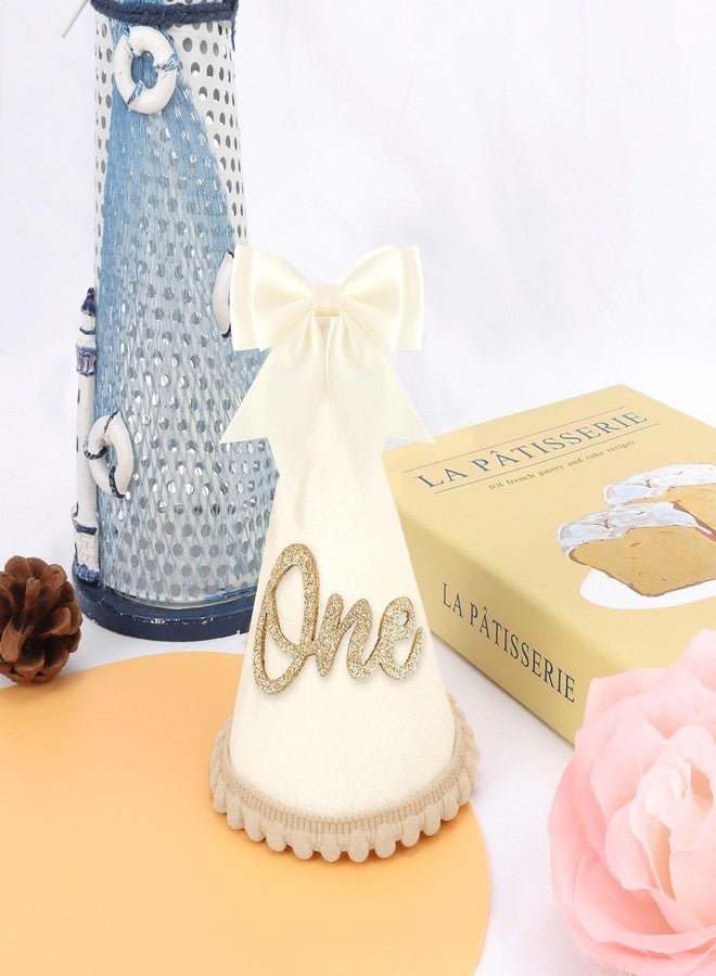 Vovii 1st Birthday Hat with Bow Design for Girls' One Year Old Birthday Party Decorations, First Crown 1st Party Hat for Girls' Outfit Photo Props - Image 2