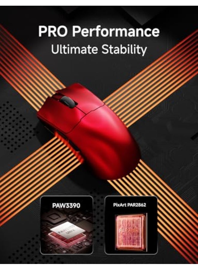 Eweadn S9 Pro Wireless Gaming Mouse, 59G Ergonomic Computer Mouse, Triple Modes, 8K Polling, 26K DPI, PAW3395 Optical Sensor, Kailh Switch, 250h Battery Life, Programmable for PC/Win/Mac(Red) - Image 4