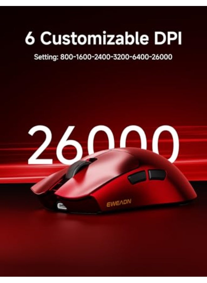 Eweadn S9 Pro Wireless Gaming Mouse, 59G Ergonomic Computer Mouse, Triple Modes, 8K Polling, 26K DPI, PAW3395 Optical Sensor, Kailh Switch, 250h Battery Life, Programmable for PC/Win/Mac(Red) - Image 5