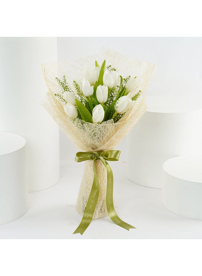 Ferns N Petals Riqa White Tulip Bouquet