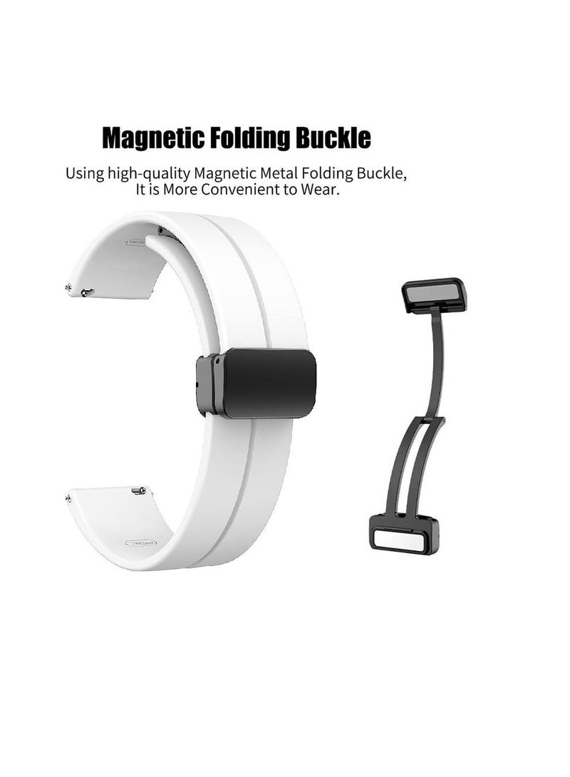 22mm Silicone Strap With Magnetic Folding Buckle For Oraimo Tempo W 3 OSW22N- Smart WatchSport -White  - Image 2