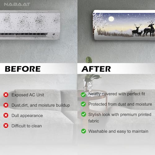 NABAAT AC Cover for Split 1.5 Ton Indoor Printed Air Conditioning Wall Mounted Dust Cover Folding Designer (38”x 12”x 9”), Snow Scene - Image 3