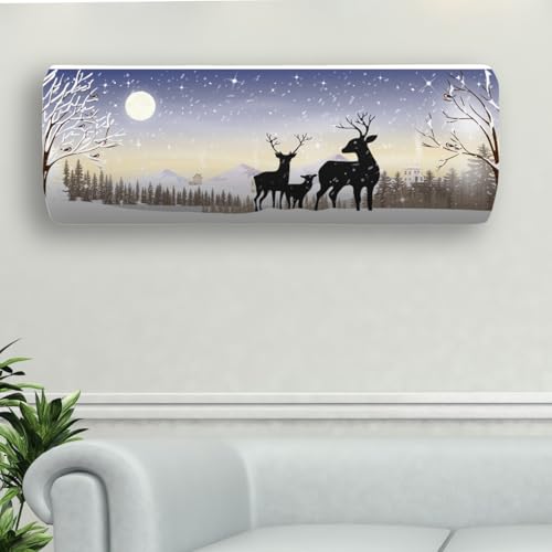 NABAAT AC Cover for Split 1.5 Ton Indoor Printed Air Conditioning Wall Mounted Dust Cover Folding Designer (38”x 12”x 9”), Snow Scene - Image 1