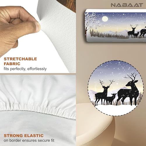 NABAAT AC Cover for Split 1.5 Ton Indoor Printed Air Conditioning Wall Mounted Dust Cover Folding Designer (38”x 12”x 9”), Snow Scene - Image 5