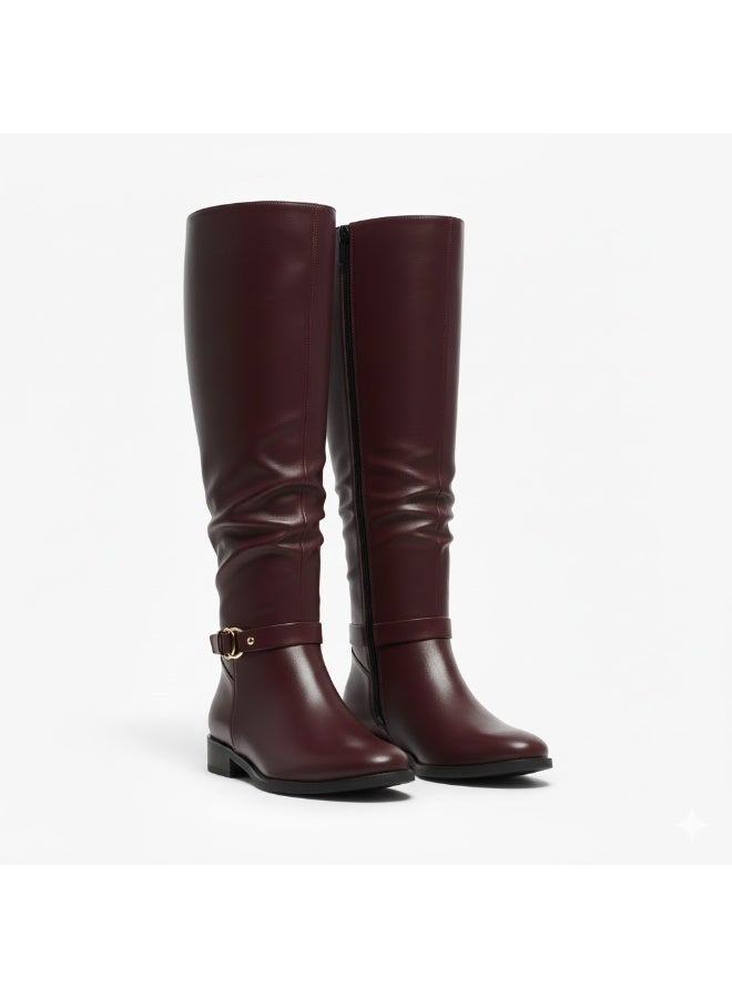 لايف ستيلاش  حذاء طويل من الجلد المريح LB-43 - نبيتي - Image 1