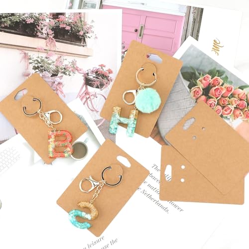 Festiko® Keychain Display Cards (Brown Kraft A, Pack of 100 Pcs, 4.7"*3.1"), Keyring Display Cards, Jewellery Display Cards - Image 4