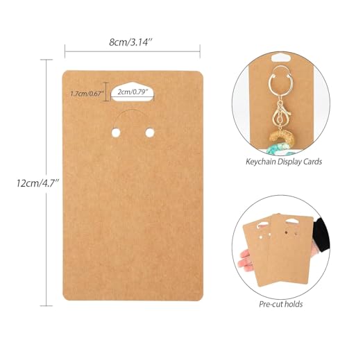 Festiko® Keychain Display Cards (Brown Kraft A, Pack of 100 Pcs, 4.7"*3.1"), Keyring Display Cards, Jewellery Display Cards - Image 2