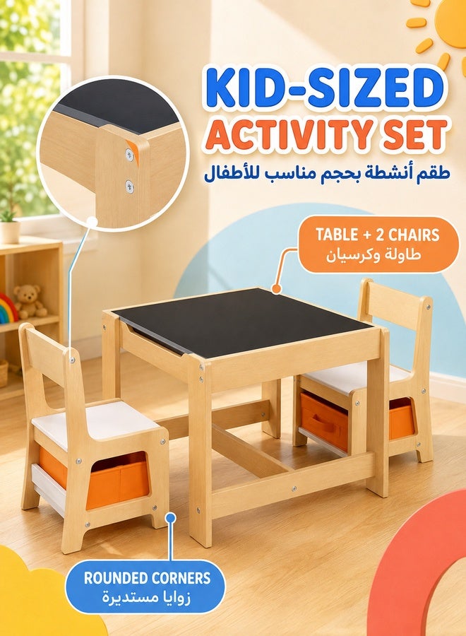 WALALLA 4-in-1 Kids Table and Chair Set with Storage & Detachable Top - Transformable Activity Center for Drawing, Art, Crafts, Reading, and Play, Includes Storage Bin for Supplies, Perfect as a Multi-Functional Toddler Desk for Playroom, Nursery, or Bedroom - Image 5