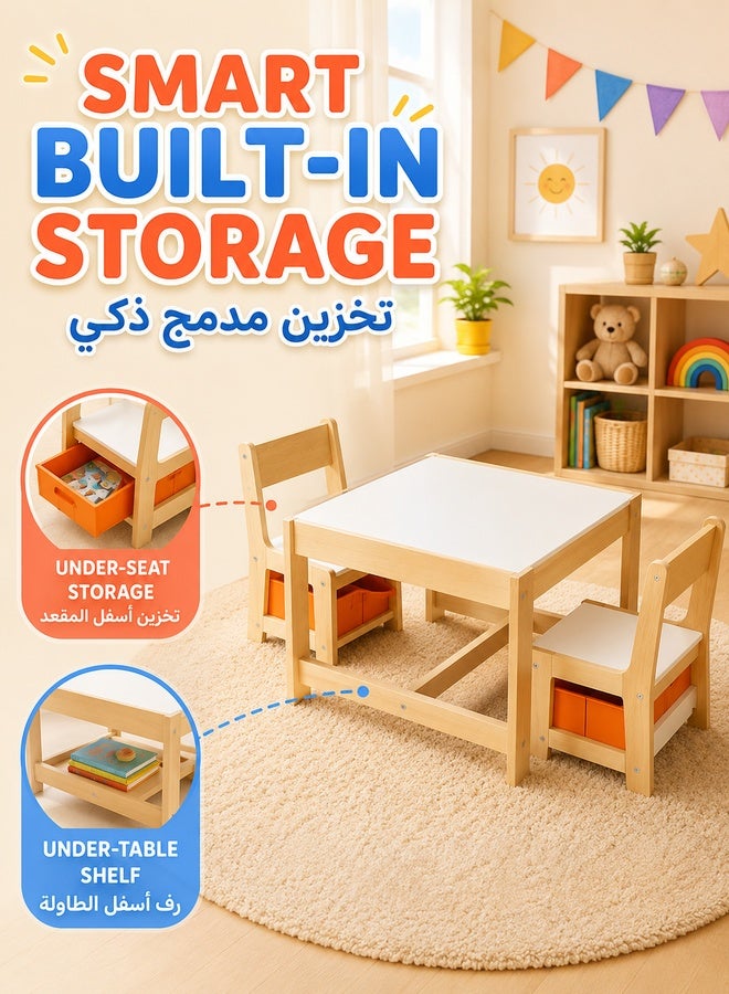 WALALLA 4-in-1 Kids Table and Chair Set with Storage & Detachable Top - Transformable Activity Center for Drawing, Art, Crafts, Reading, and Play, Includes Storage Bin for Supplies, Perfect as a Multi-Functional Toddler Desk for Playroom, Nursery, or Bedroom - Image 4